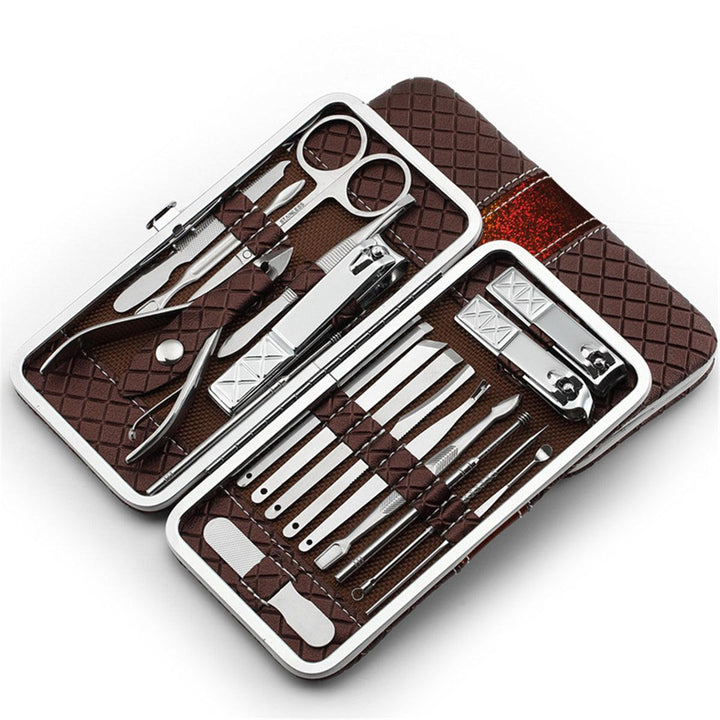 18/21pcs Nail Clipper Set Facial Hand Foot Care Tools Stainless Steel Manicure Kit