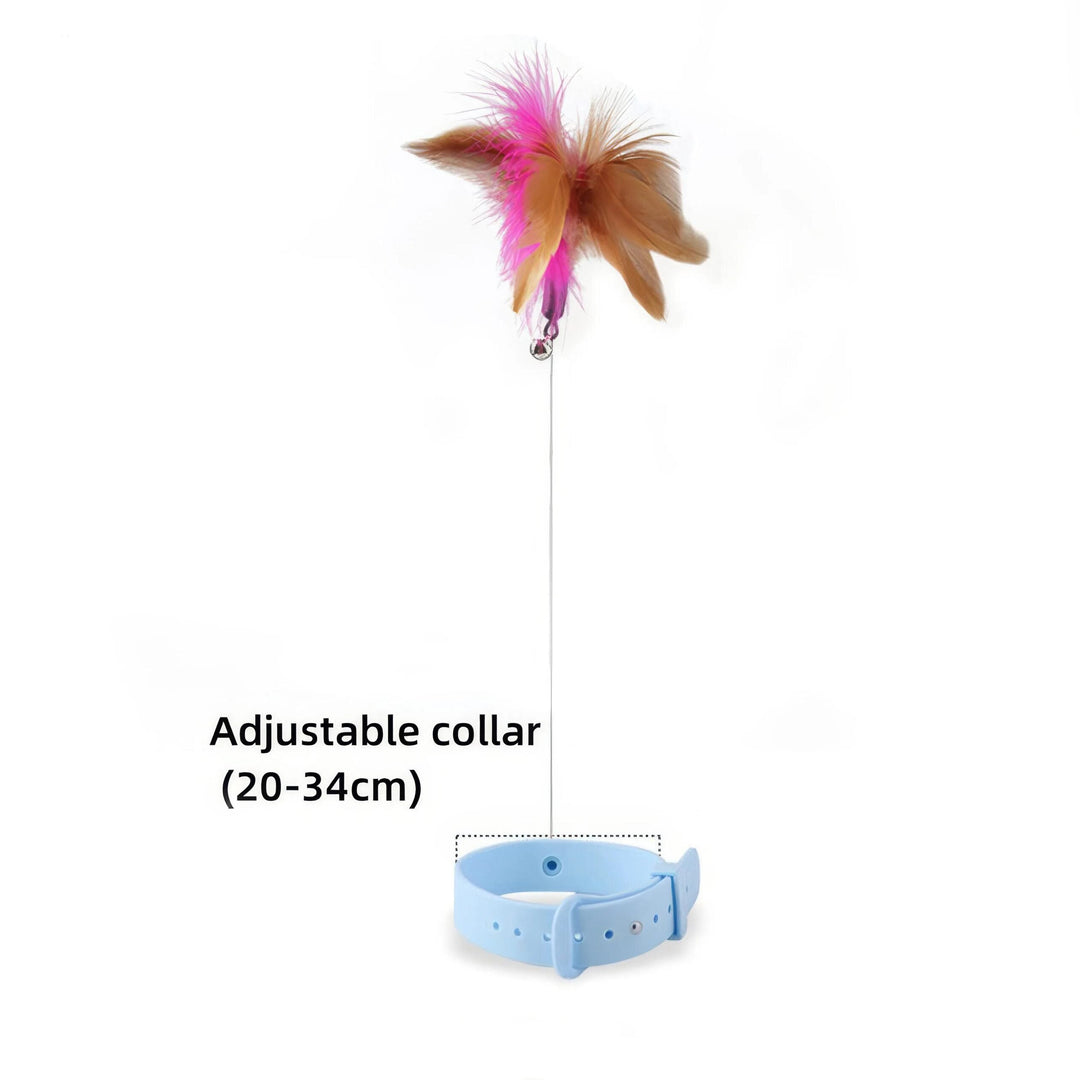 Interactive Feather Teaser Stick with Bell Collar for Cats