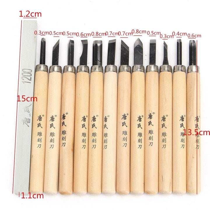 12Pcs Wood Carving Hand Chisel Tool Set Wood Working Professional Gouges + Case