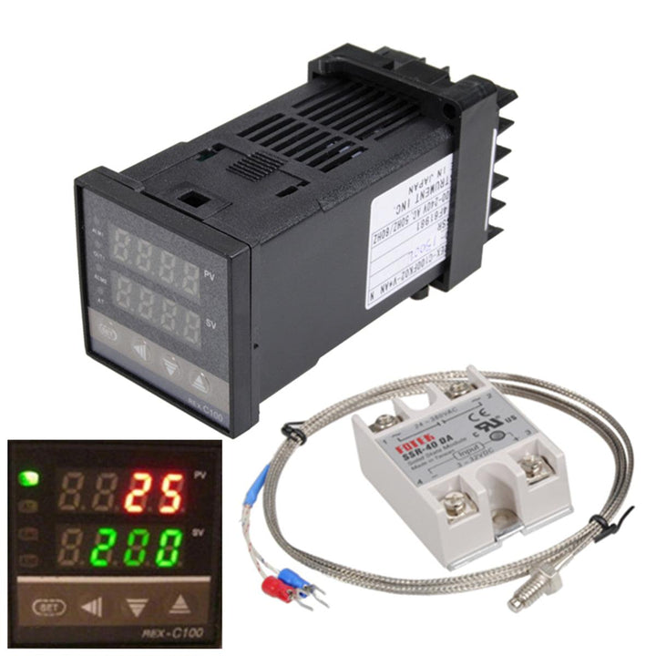 110-240V 0~1300‚ÑÉ REX-C100 Digital PID Temperature Controller Kit Alarm Function With Probe Relay