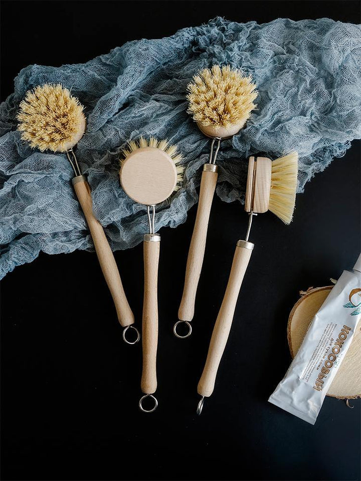 Simple wood handle pot brush (Photo Color Q1pcs)