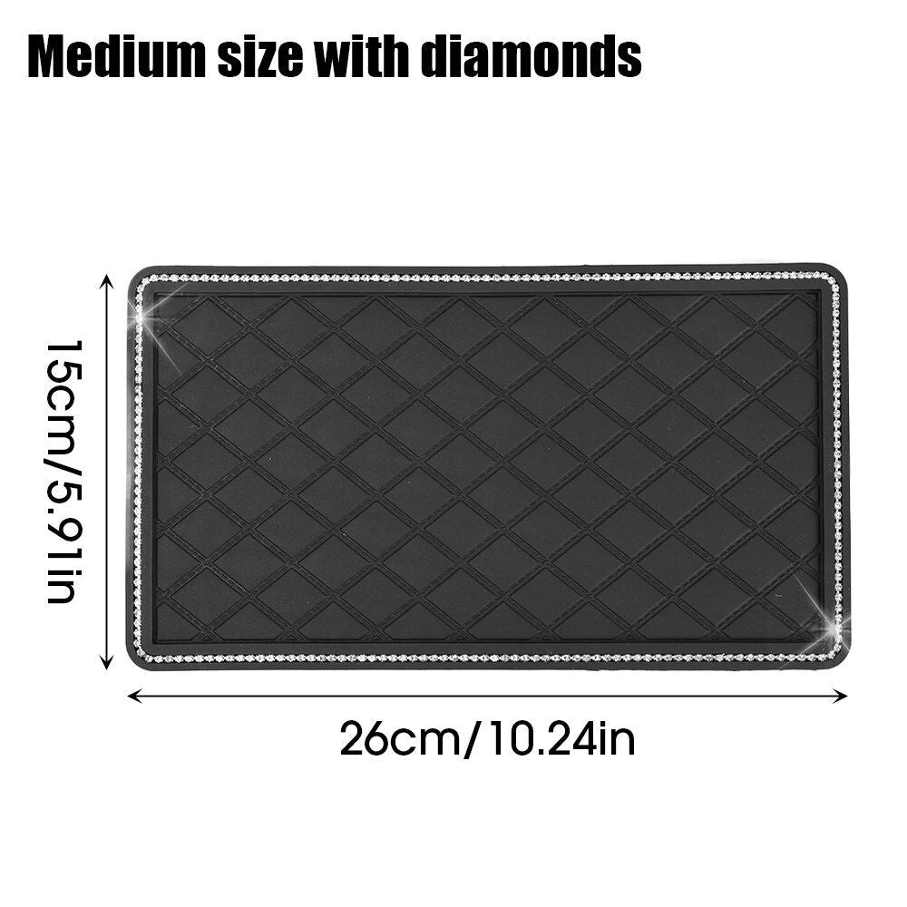 Sparkling Diamond Anti-Slip Car Dashboard Mat for Secure Item Grip