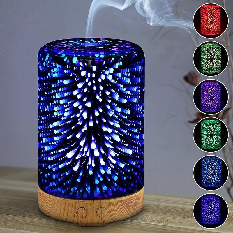 3D Glass Light Essential Oil Aroma Diffuser Ultrasonic Humidifier Aromatherapy - MRSLM