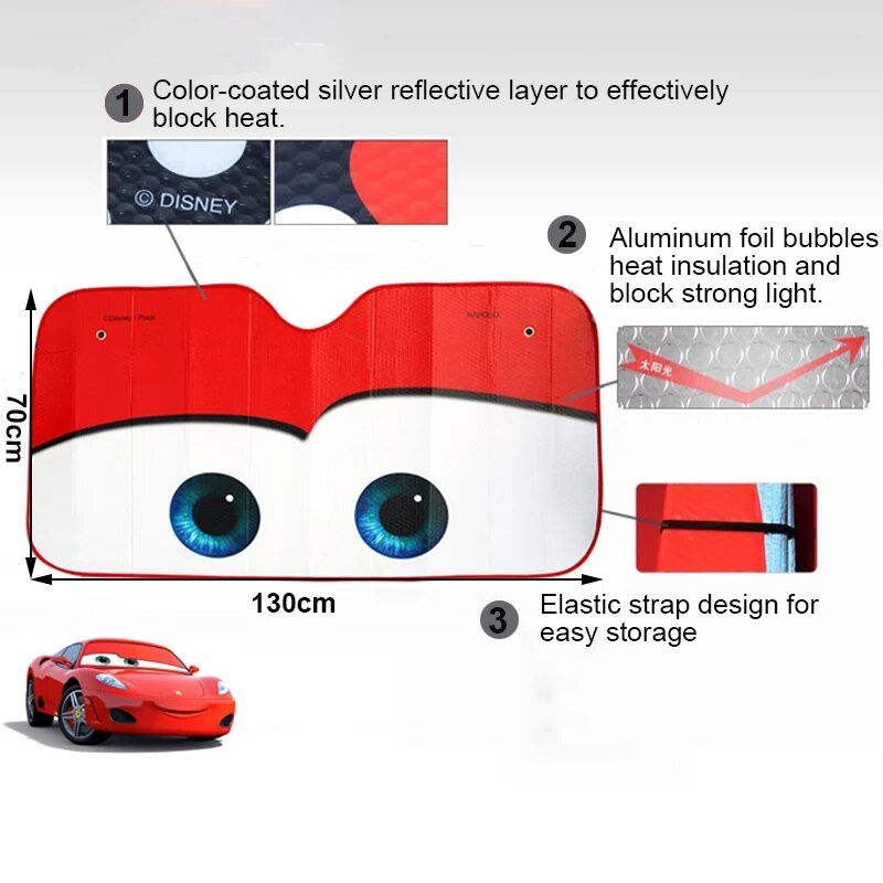 Aluminum Foil Car Sunshade with Heated Eyes Design ‚Äì Windshield Solar Protector