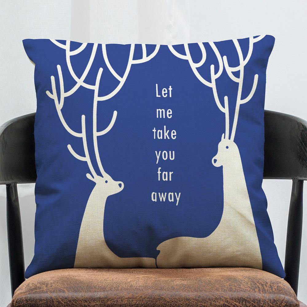 45 x 45cm Super Soft Plush Modern minimalist Style Deer Nordic Cotton Pillowcase For Home Sofa Decration