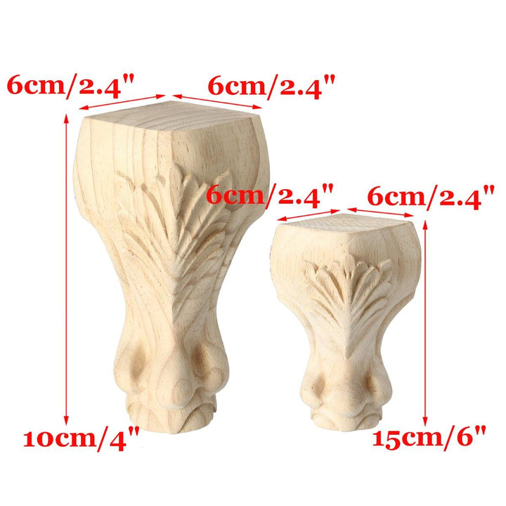 4Pcs 10/15cm European Solid Wood Carving Furniture Foot Legs Unpainted Chair Cabinet Sofa Seat Feets