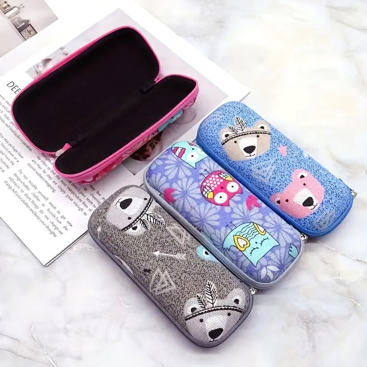 Cartoon-Themed Zippered Eyeglass Case for Kids