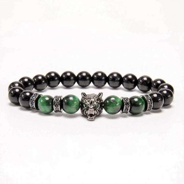 New Simple Style Domineering Wolf Head Bracelet Copper Micro-inlaid Men