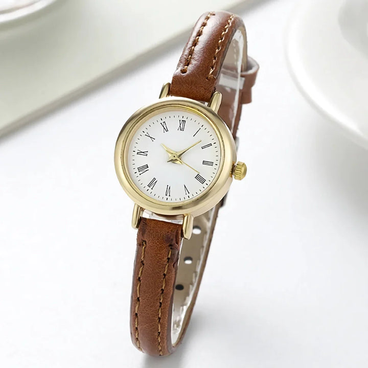 Elegant Quartz Leather Wristwatch for Women – Classic Minimalist Design