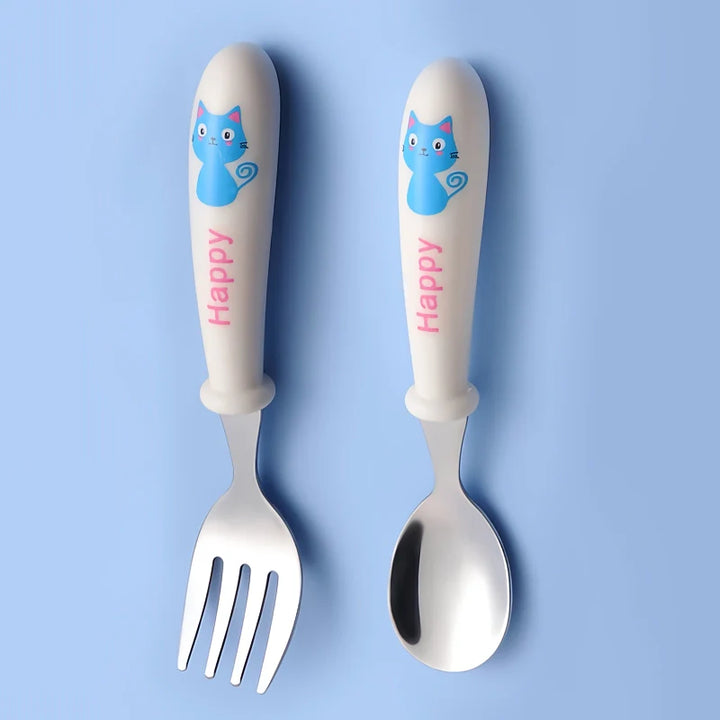 Charming Cartoon Stainless Steel Toddler Cutlery Set