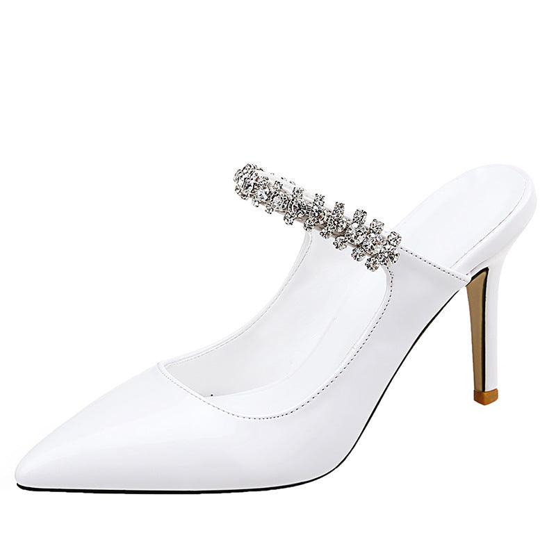 European And American New Pointed Rhinestone High Heels Sexy Back Space