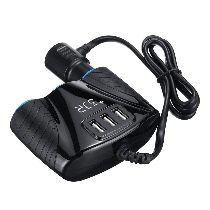 3 in 1 Triple Socket Vehicle Charger Car Lighter Adapter Power Plug USB Port