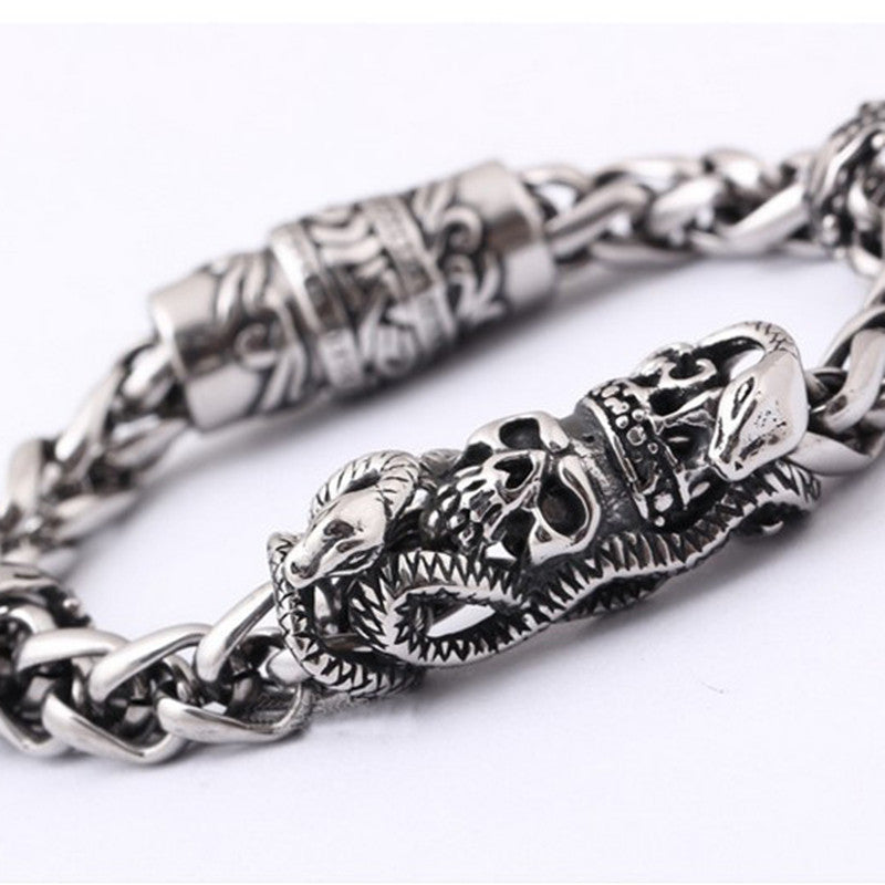 Stainless Steel Personality Magnet Skull Bracelet