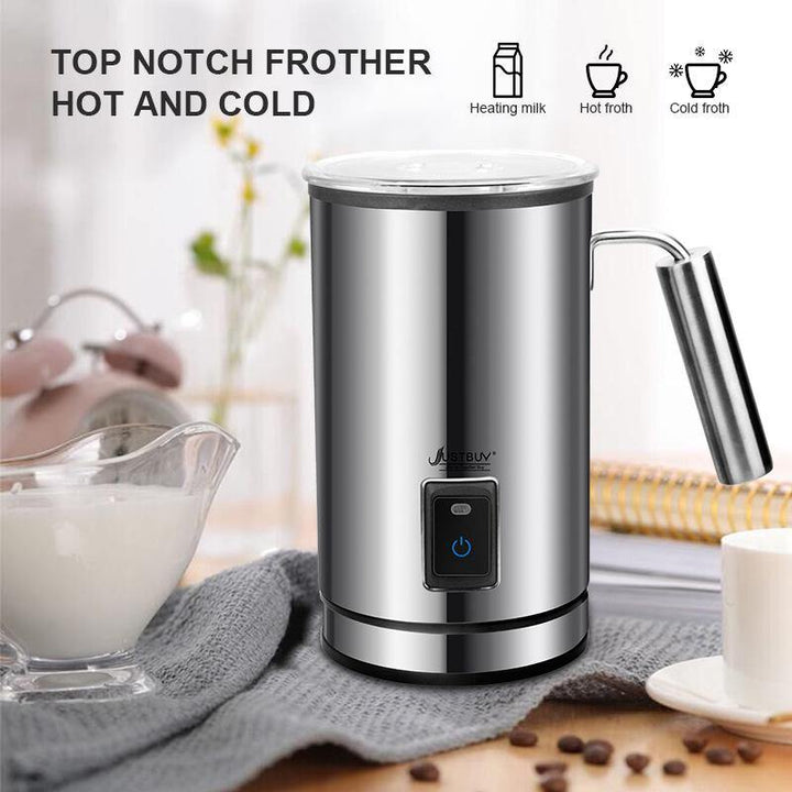 Electric Milk Frother Soft Foam Warmer for Coffee Essperso Cappuccino Milk Steamer 3 Function Creamer Milk Heater (Silver EU)