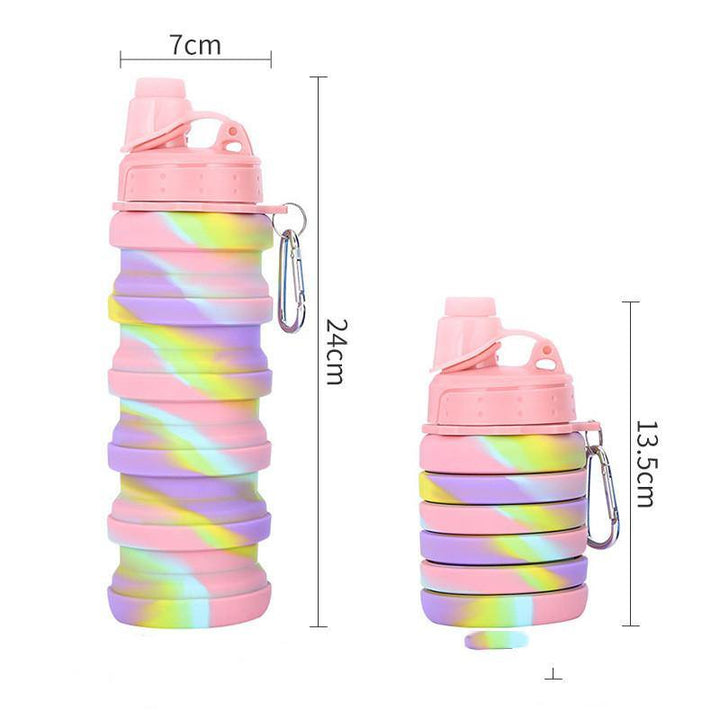 Foldable Water Bottle Leakproof Fold Silicone Cute Water Bottles Kids Cup with Straw - MRSLM