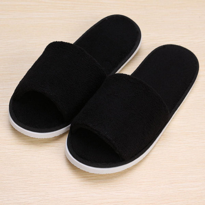 Men Women Coral Velvet Open Toe Hotel Home Spa Slippers Travel Shoes Thick 7mm - MRSLM