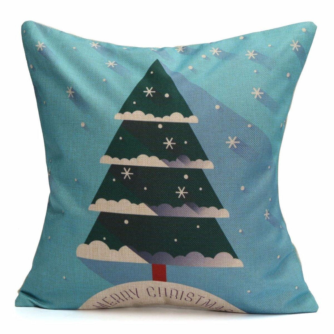 43X43cm Christmas Tree Snowmen Gift Fashion Cotton Linen Pillow Case Santa Claus Home Decor - MRSLM