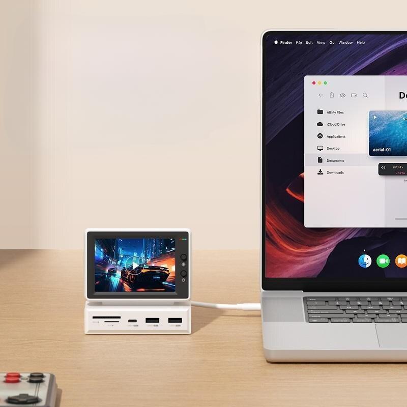 Compact 3.5" IPS Display & USB-C Hub: Mini PC Monitor & Connectivity Solution