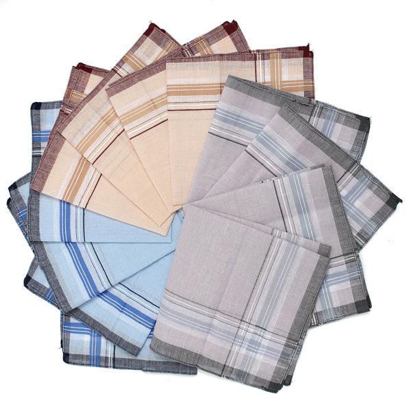 12Pcs Cotton Men Pocket Handkerchief Square Hanky For Wedding Party