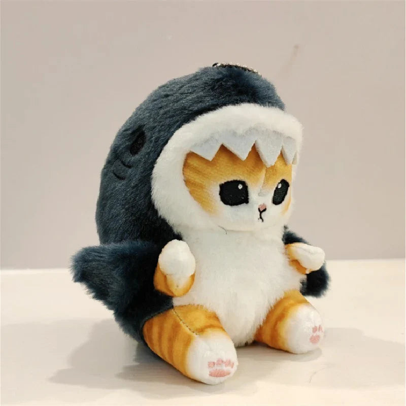 Charming Shark & Shrimp Cat Plush Keychain - Adorable Room and Bag Decor