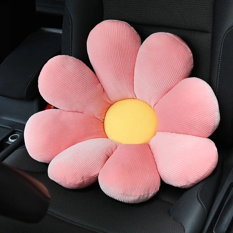 Soft Flower Car Neck & Waist Pillow with Safety Seat Belt Shoulder Pad