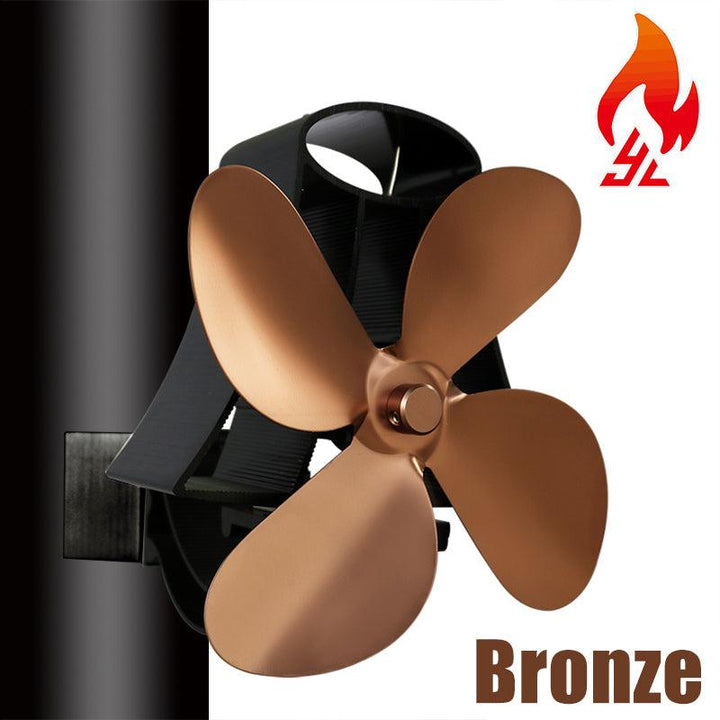 4 Blades Silent Wall Mounted Heat Powered Stove Fan Wood Burner Fireplace EcoFan - MRSLM