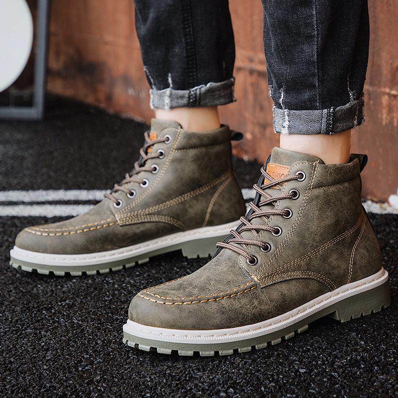 2021 autumn new men's Martin boots trend high-top men's boots locomotive British men's shoes leather tooling boots students