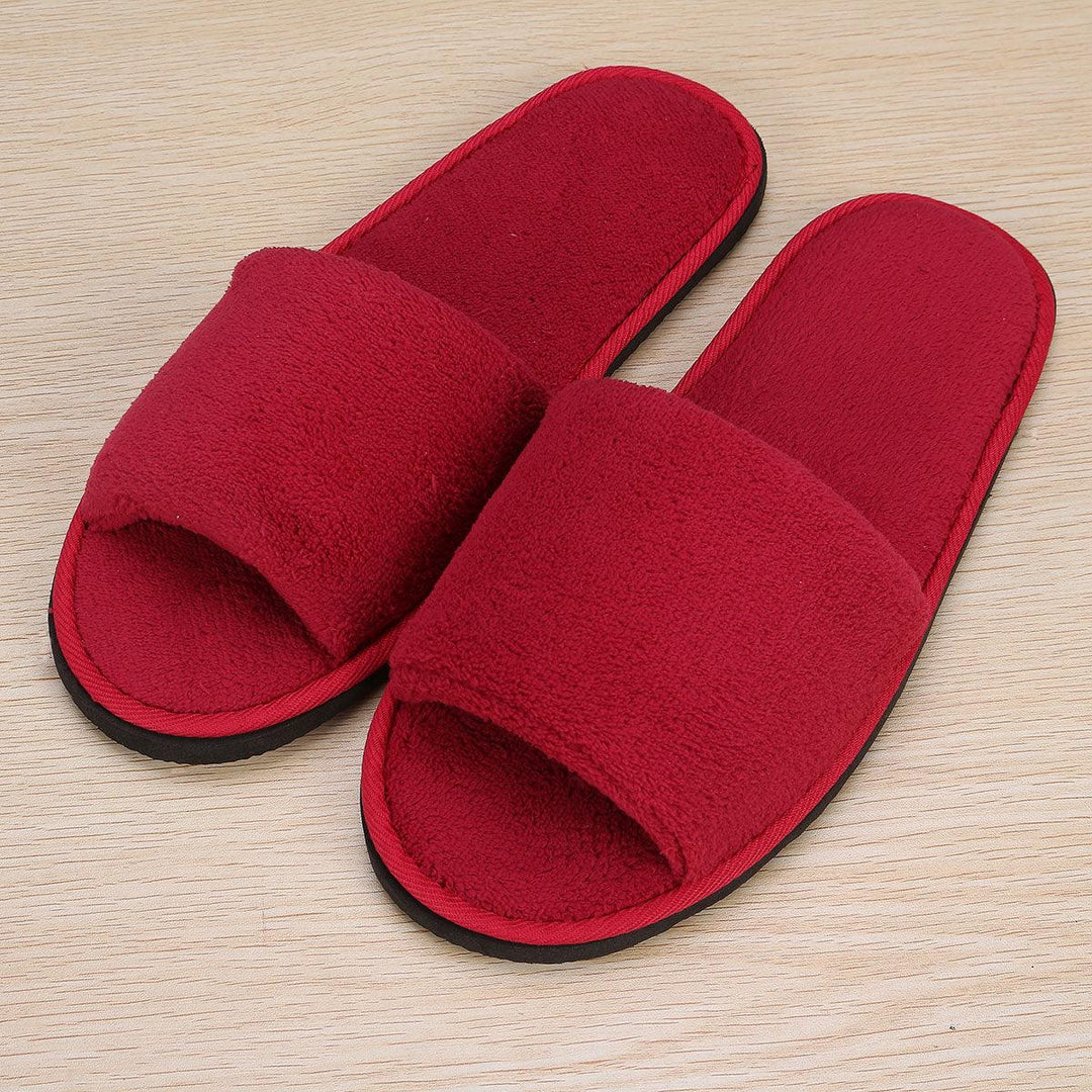 Men Women Coral Velvet Open Toe Hotel Home Spa Slippers Travel Shoes Thick 7mm - MRSLM