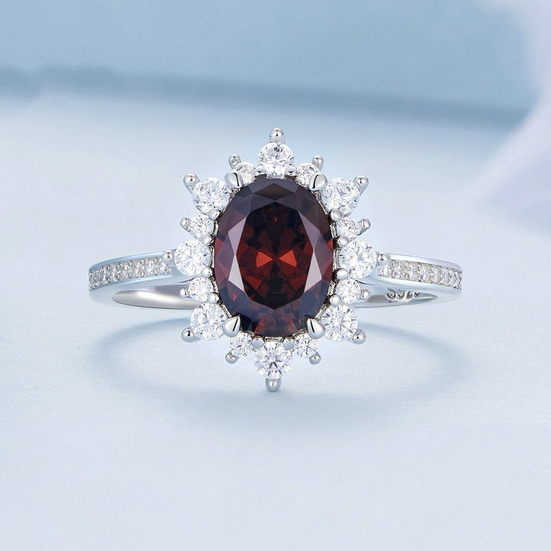 Shining Red Zircon Wedding Ring