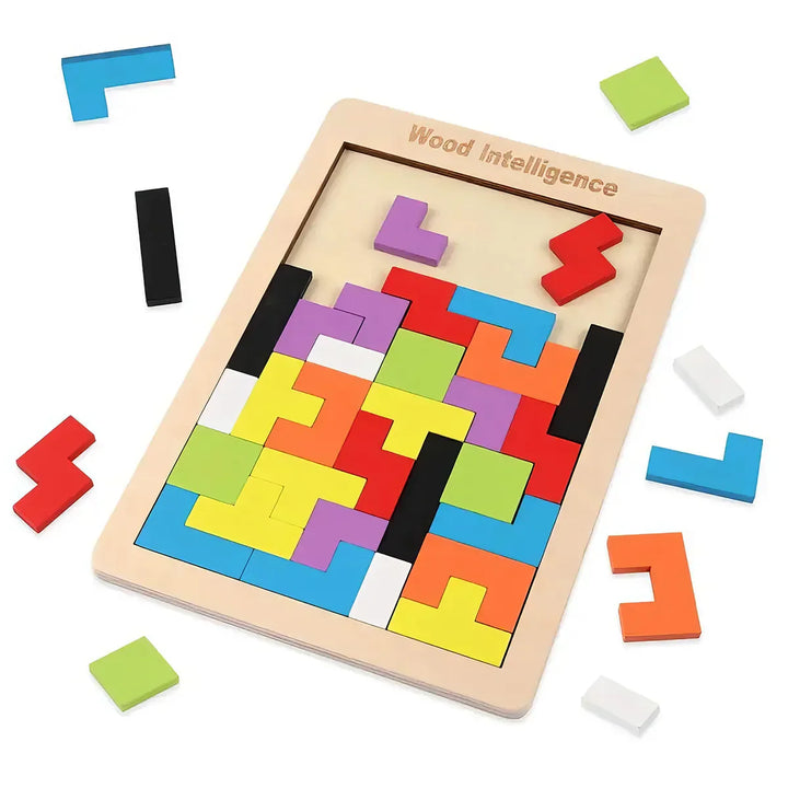 Colorful Wooden Tangram Puzzle: Educational Fun for Restless Children