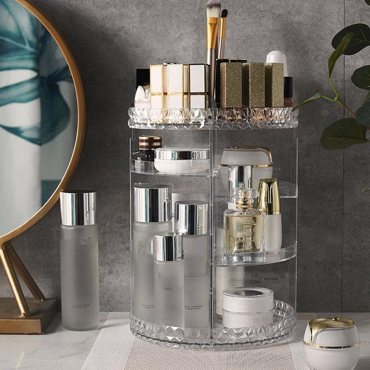 360 Degree Rotating Acrylic Cosmetic Cosmetic Storage Box Rack