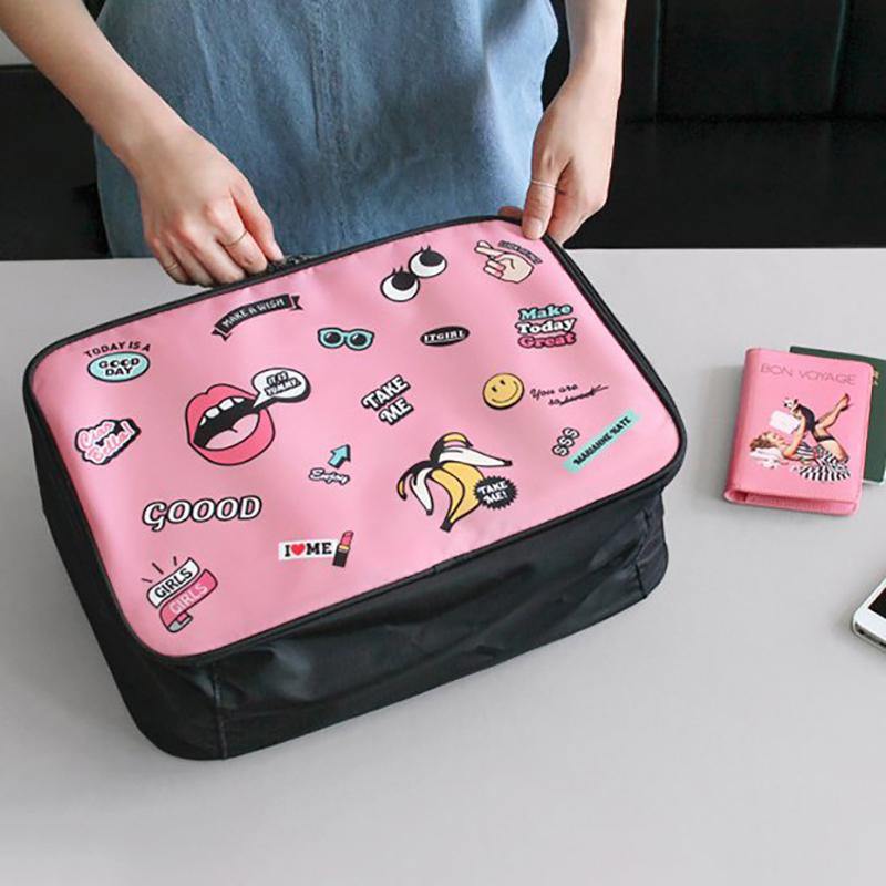 38cm Cute Cartoon Portable Travel Storage Bag Boarding Bag Luggage Clothing Trolley Case Wash Bag