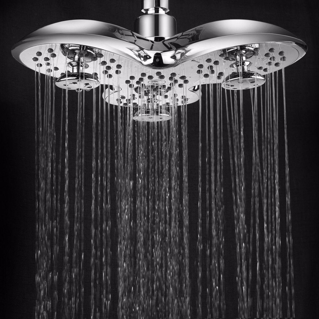 4-way High-Pressure 9.5 inch Rainfall Shower Head Trident Shape Massage