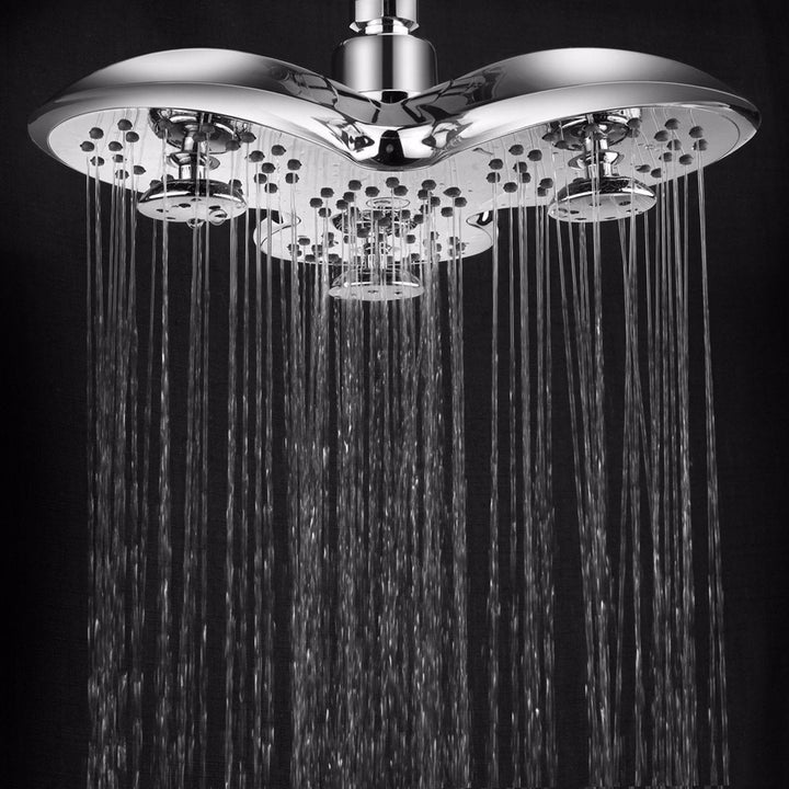 4-way High-Pressure 9.5 inch Rainfall Shower Head Trident Shape Massage