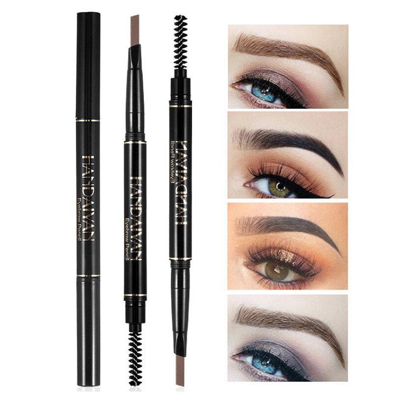 5 Colors Automatic Rotating Double-headed Waterproof Non-blooming Triangle Eyebrow Pencil