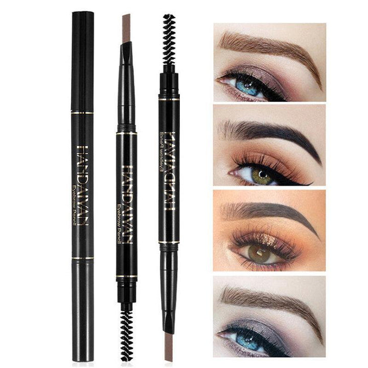 5 Colors Automatic Rotating Double-headed Waterproof Non-blooming Triangle Eyebrow Pencil