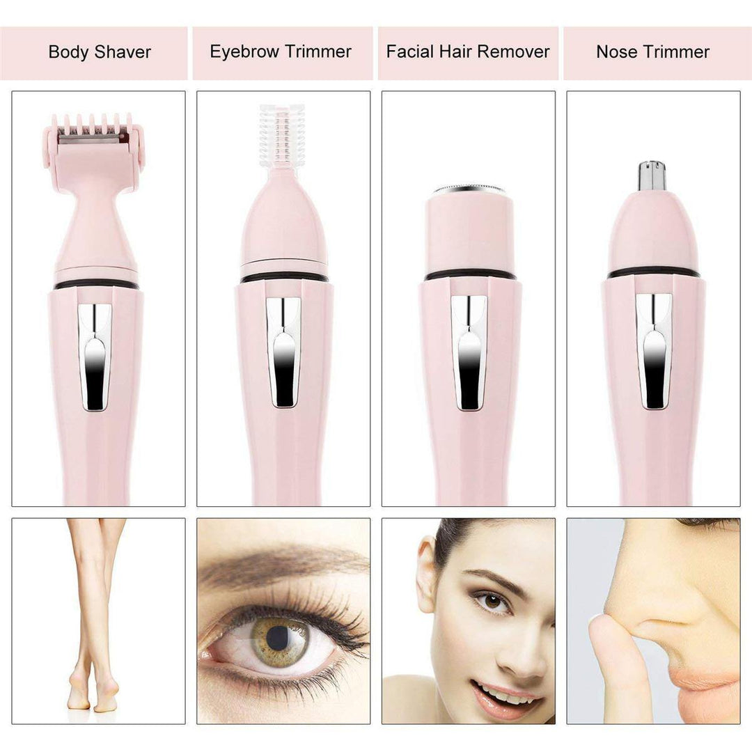 4 In 1 Portable Women Eyebrow Body Nose Hair Shaver Painless Remover Epilator