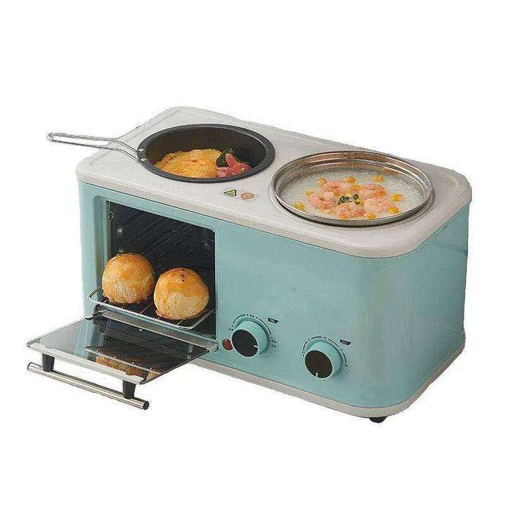 3 in 1 Electric Household Breakfast Machine Mini Bread Toaster Baking Oven Omelette Frying Pan Food Steamer - MRSLM