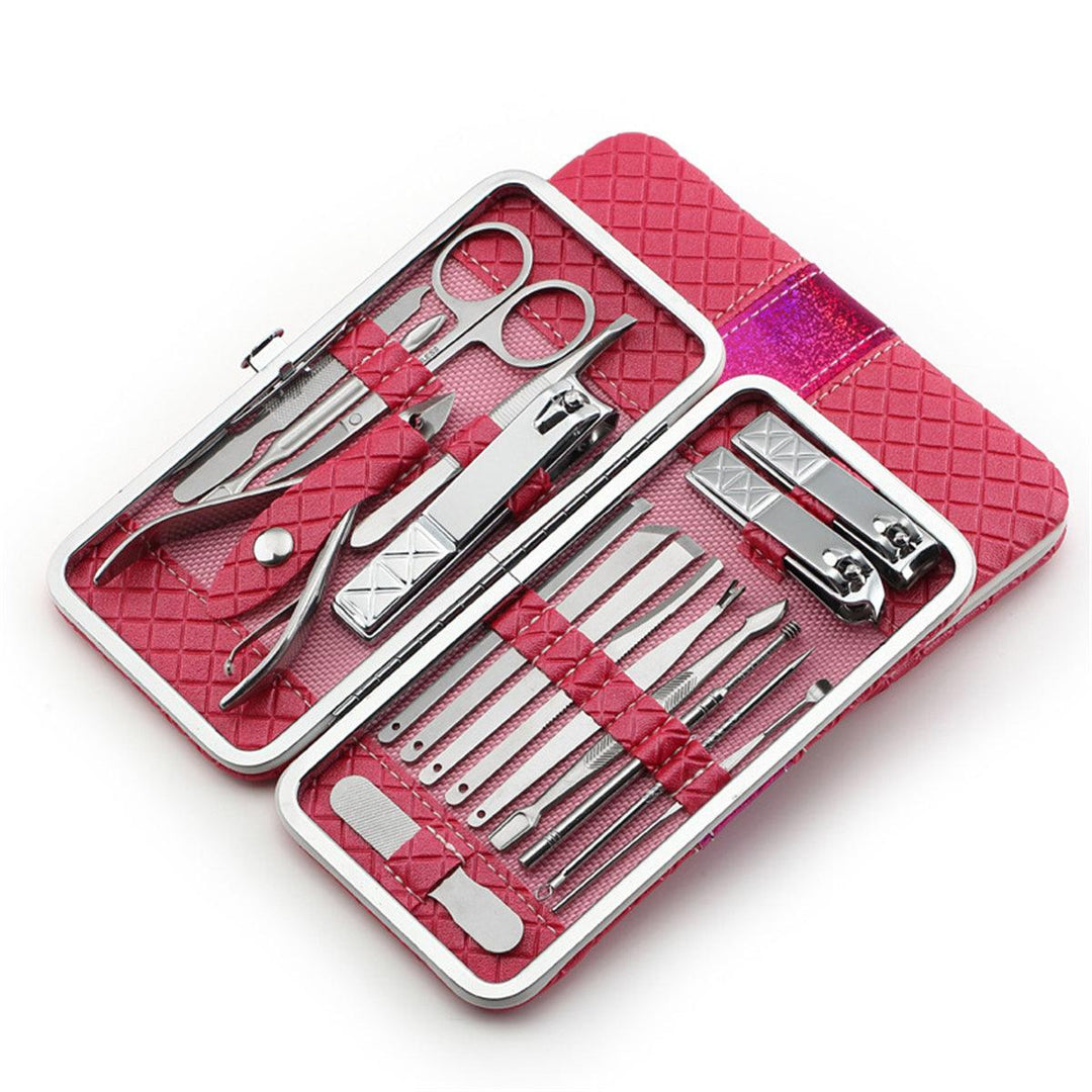 18/21pcs Nail Clipper Set Facial Hand Foot Care Tools Stainless Steel Manicure Kit