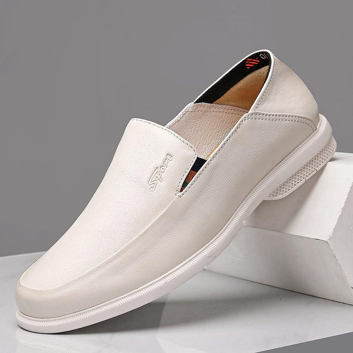 Business Dress Casual Leather Shoes Men's Korean Fashion British Youth Soft Leather Pointed Black Inner Height