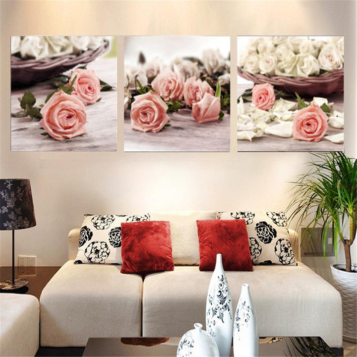 3Pcs Flowers Canvas Print Paintings Wall Decorative Print Art Pictures Frameless Wall Hanging Decorations for Home Office