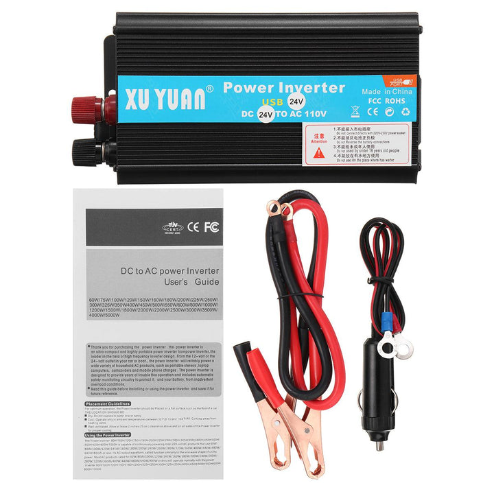 4000W 12V/24V DC to 110V/220V AC Solar Power Inverter LED Modified Sine Wave Converter Black