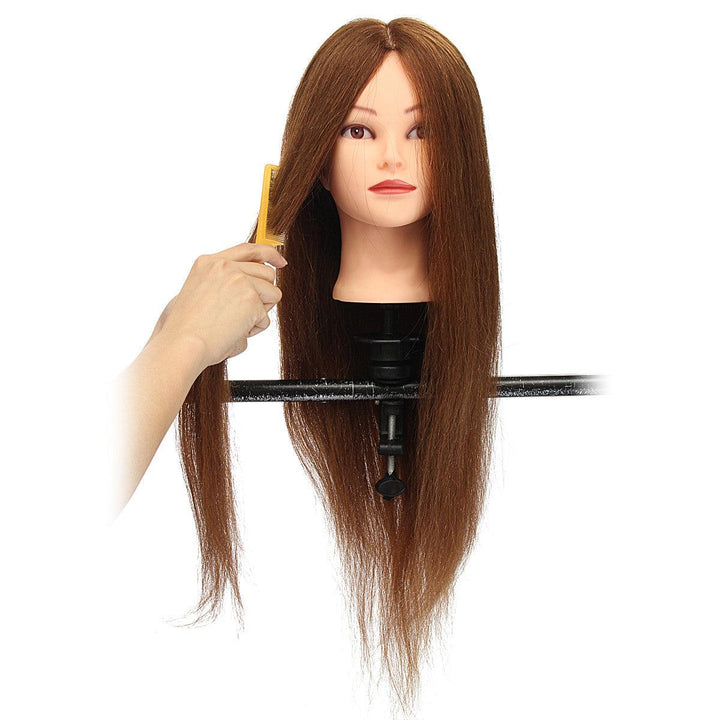 26 Inch 100% Human Hair Dark Gold Hair Head Dummy Head Practice Model Head With Bracket