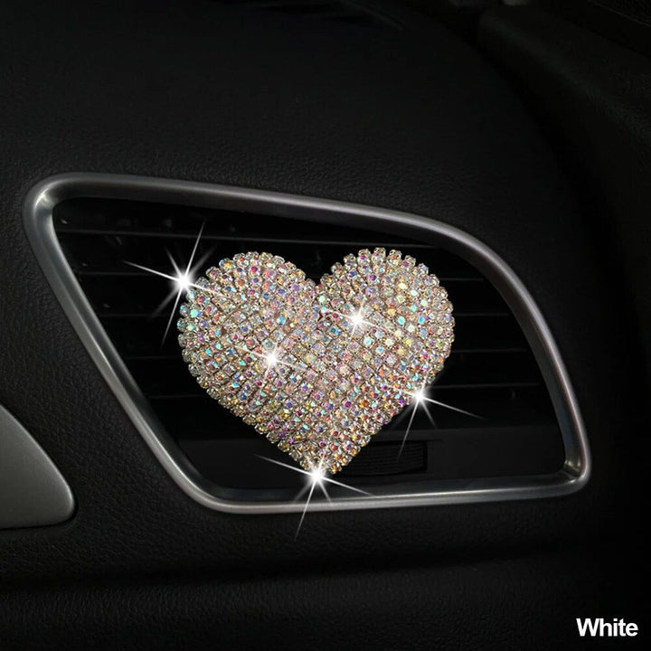 Luxurious Heart-Shaped Diamond Car Perfume Clip