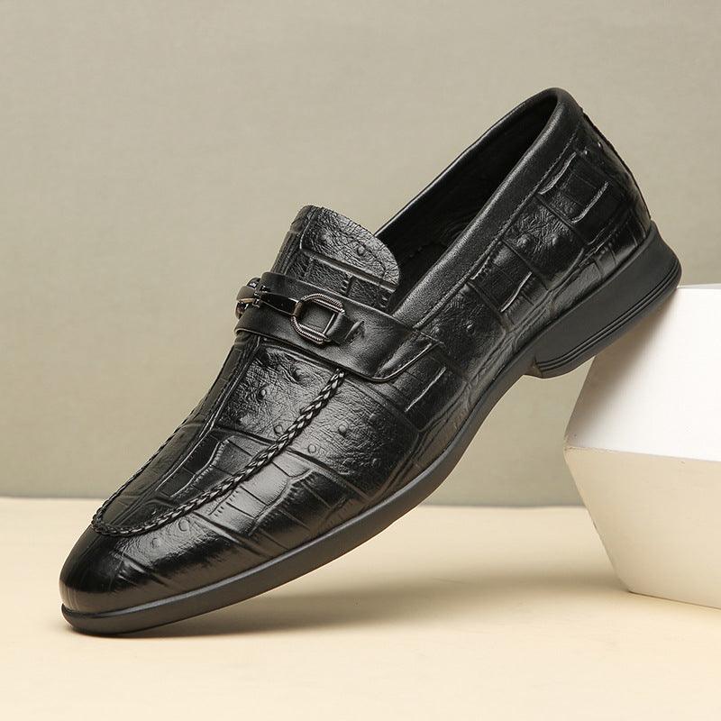 Men's First Layer Cowhide British Leather Loafers - Breathable, Non-slip, Shock Absorption