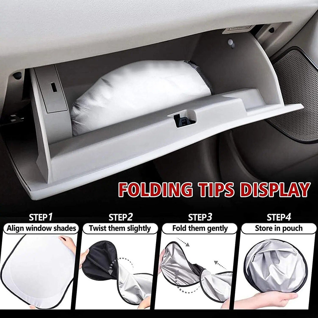 Compact Silver-Coated Car Sunshade ‚Äì UV Heat Shield & Windscreen Protector