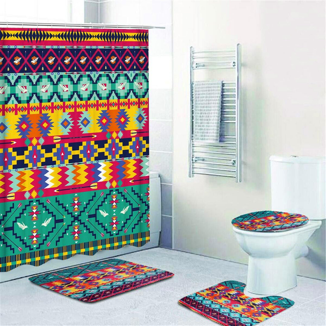 3PCS Bathroom Set Toilet Cover Mat Non-Slip Rug Pedestal Rug Floor Carpet Home Decor (#3)