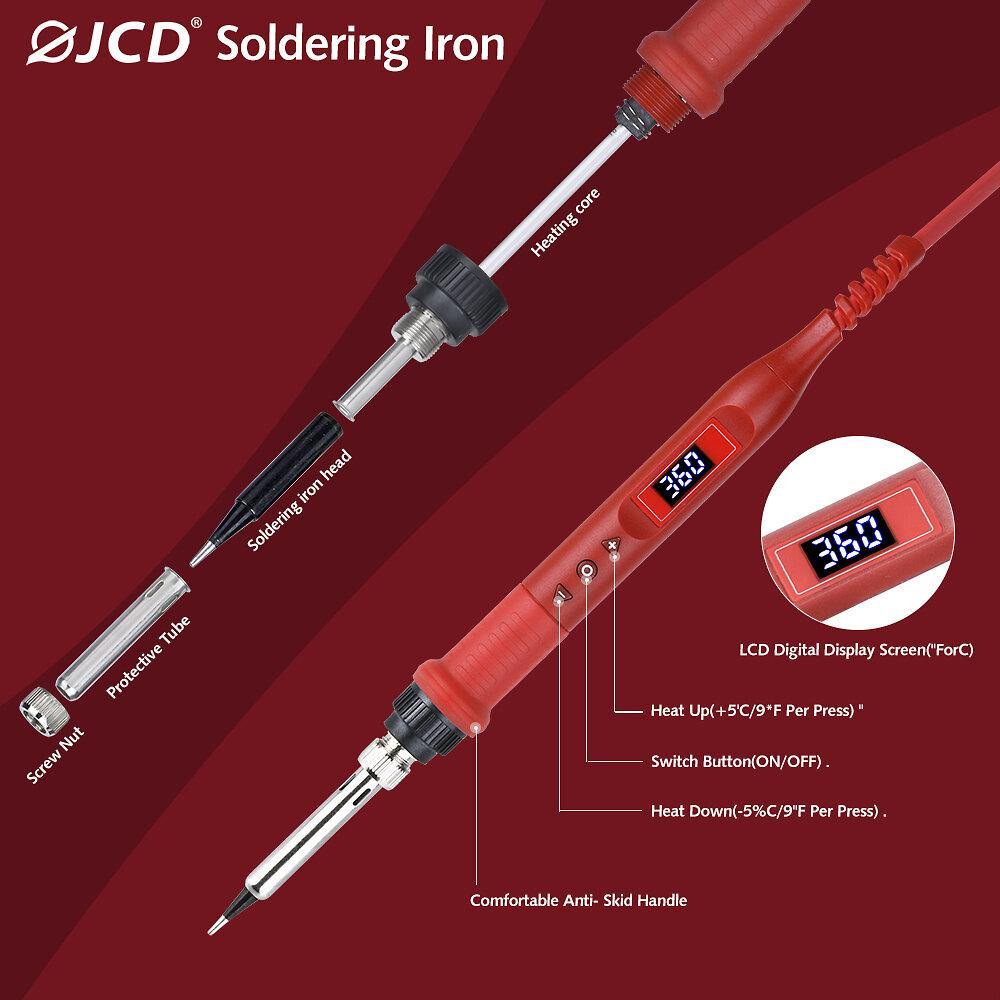 JCD 908U 100W Soldering Iron Tool Kit 220V/110V 180~500‚ÑÉ/356~932‚Ñâ Adjustable Temperature LCD Soldeing Station Welding Repair Tools wiht Soldering Holder Solder Tips