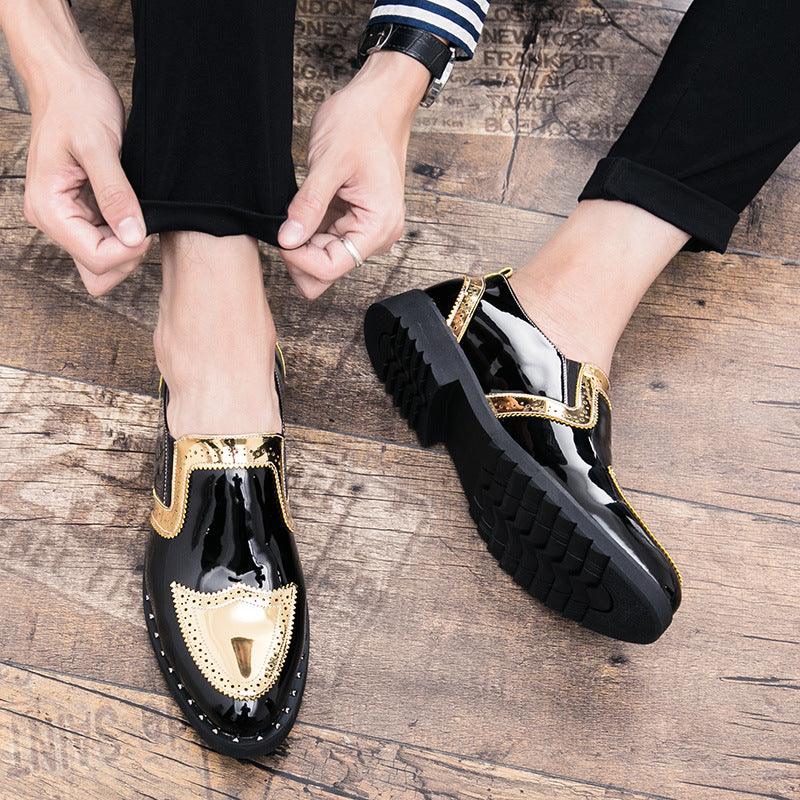 Men Casual Bright Pointed Toe British Small Leather Shoes