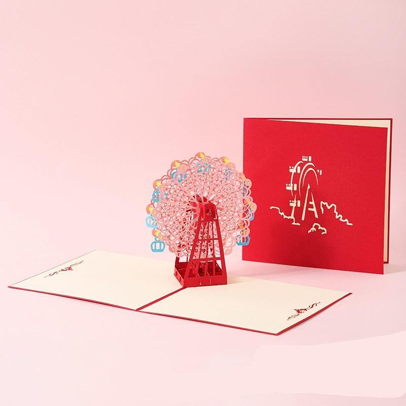 3D Laser Cut Handmade Sakura Kissing Lover Paper Invitation Greeting Card - MRSLM